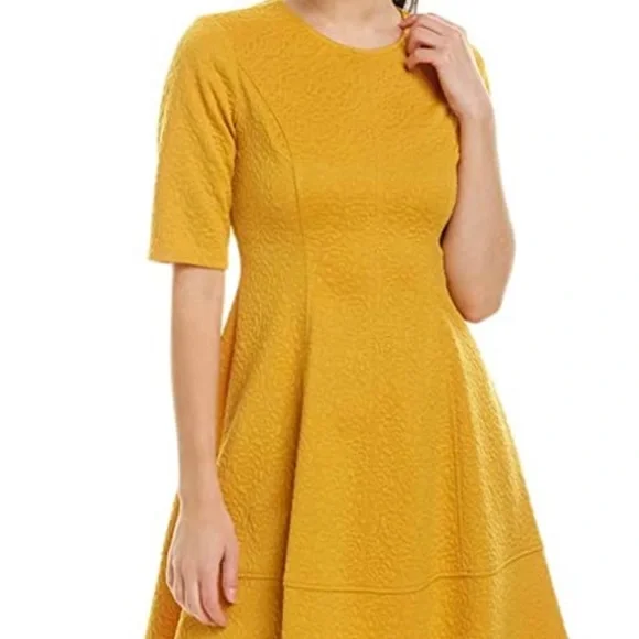 London Times | Dresses | London Times Womens Elbow Sleeve Round Neck  Jacquard Fit Flare Dress Sz 8 | Poshmark